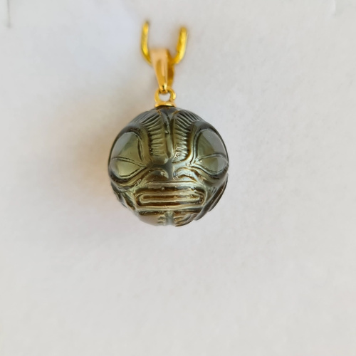 Tiki - Pendentif Or Jaune et Véritable Perle de Tahiti